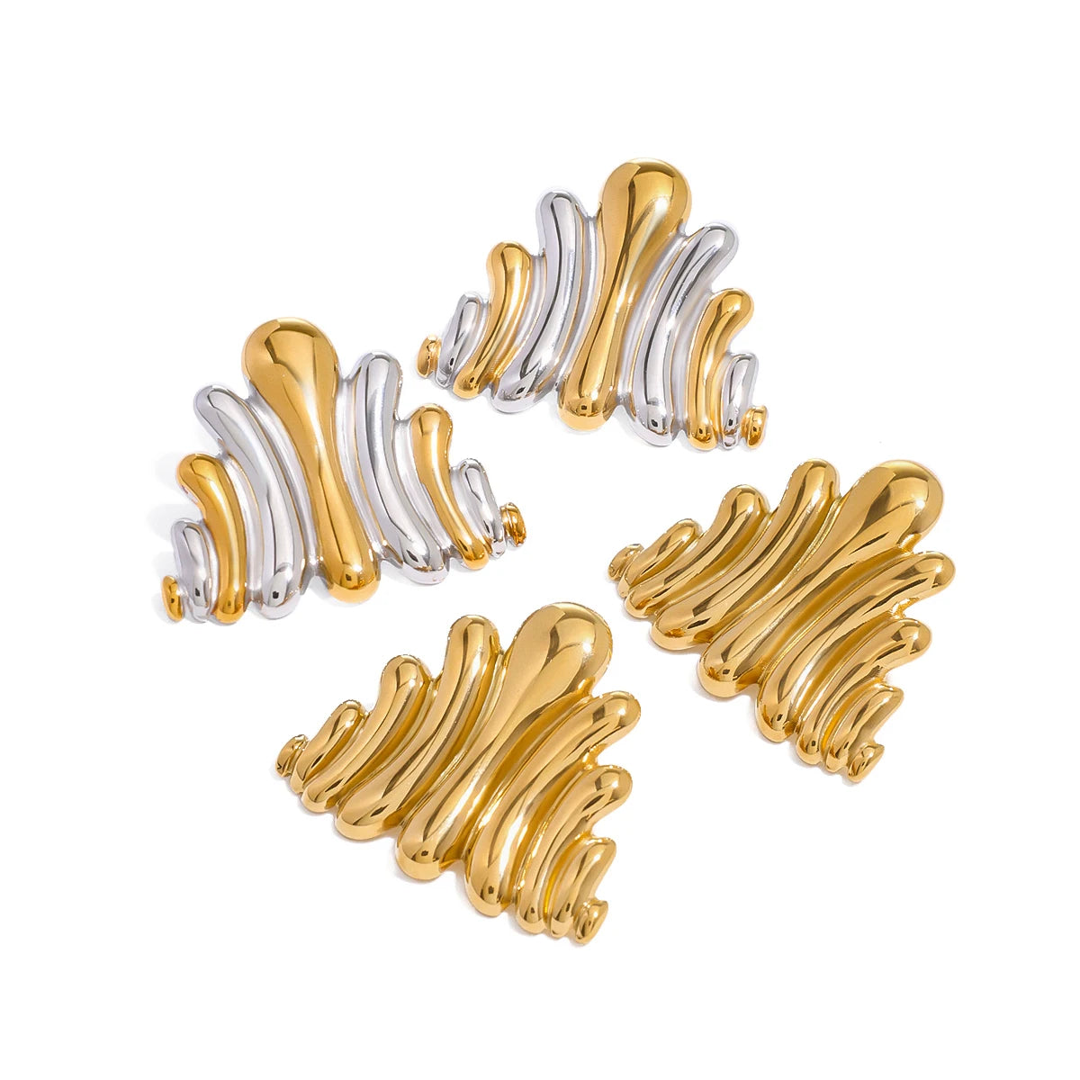Kika Minimalist Smooth Wave Pattern Geometric Earrings