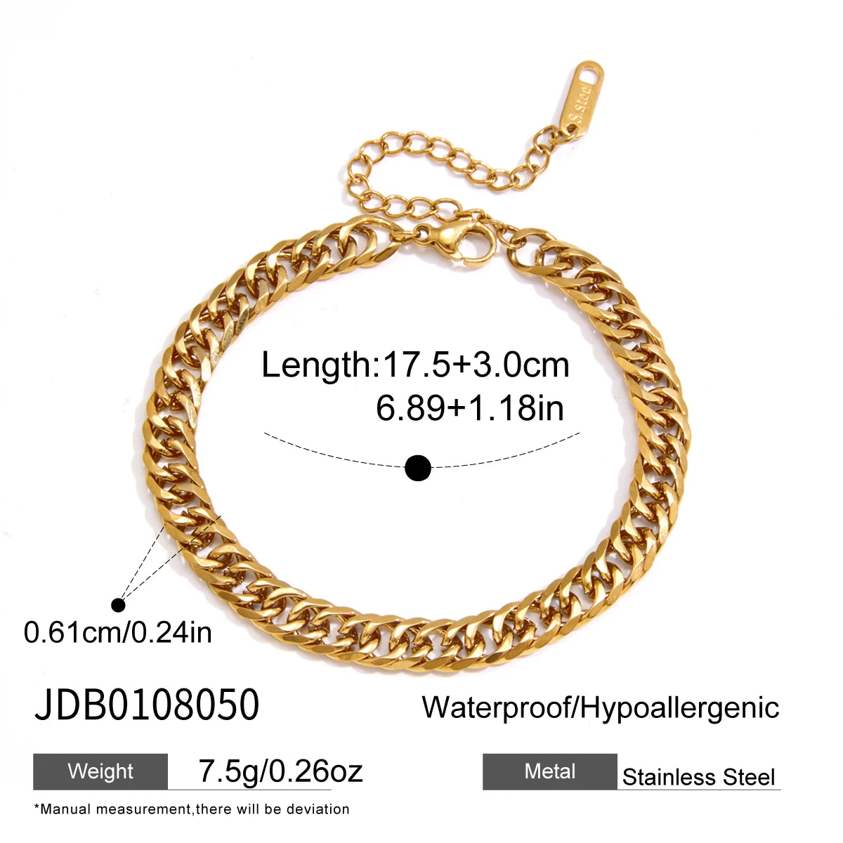 KIKA Classic Chunky Chain Bracelet For Women Minimalist 18K Gold PVD Plated Stainless Steel Bracelet Fashion Jewelry Accessory