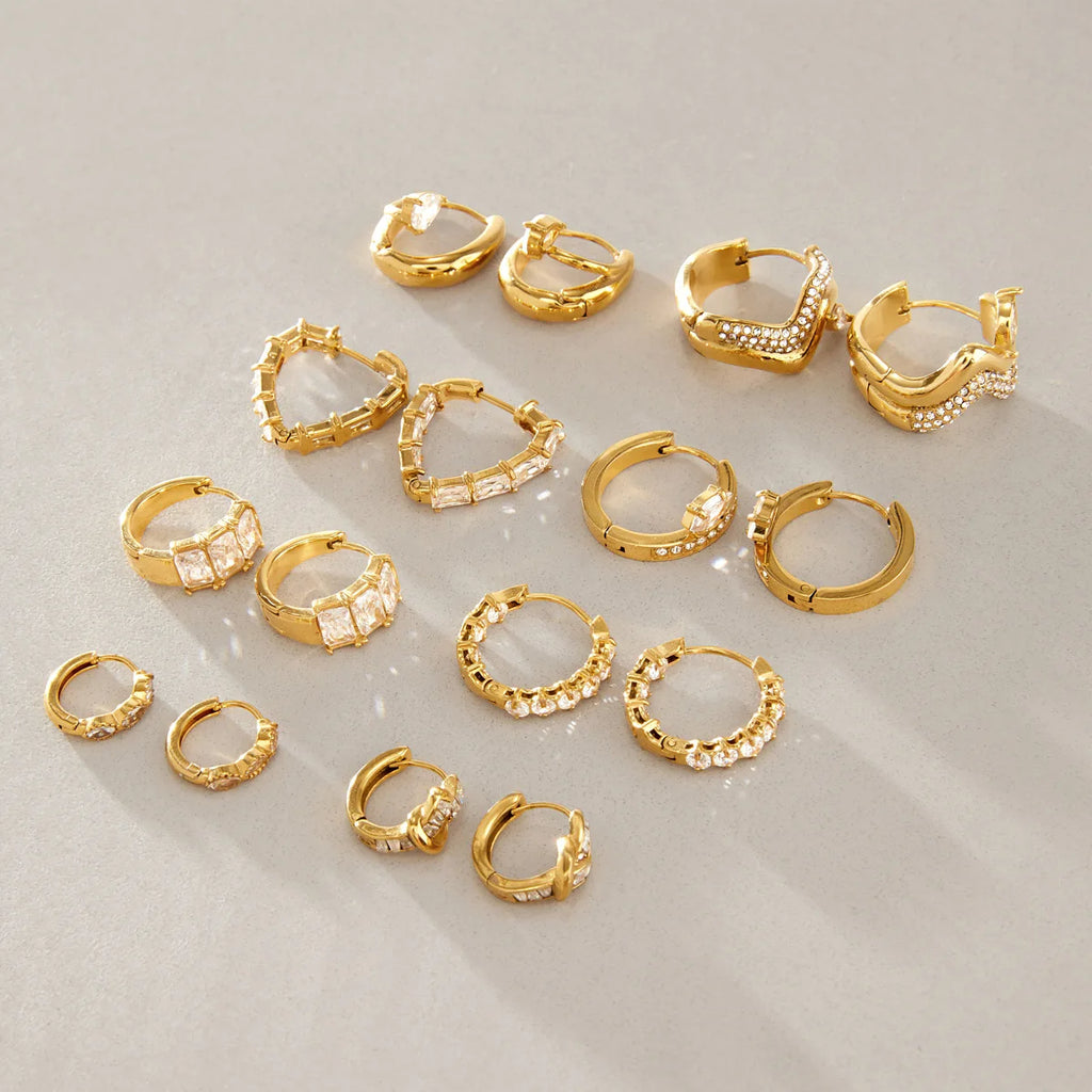 KIKA Delicate Zircon Clip Earrings For Women Minimalist 18K Gold PVD Plated Stainless Steel 316L Earrings Fashion Jewelry Gift