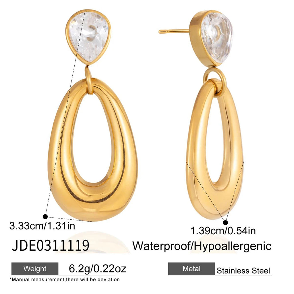 Kika Water Drop Shaped Hollow Pendant Earrings