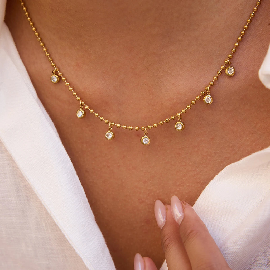 Kika Simple Classic Round White Zircon Pendant Necklace