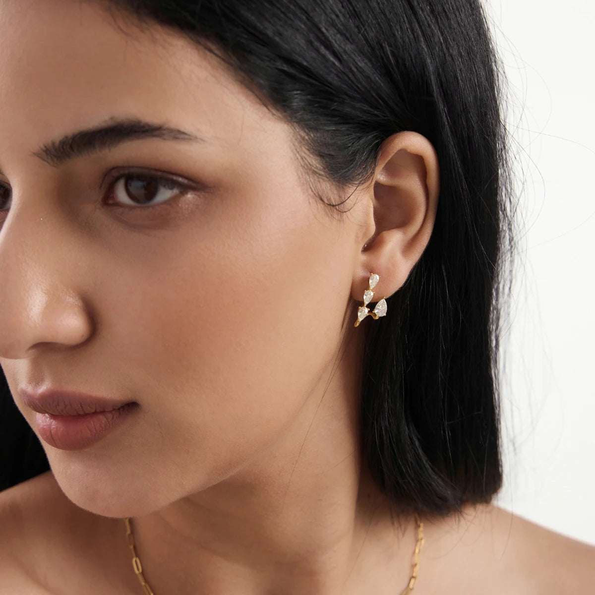 KIKA Classic Water Drop Zircon Earrings For Women Minimalist 18K Gold PVD Plated Stainless Steel Stud Earrings Fashion Jewelry