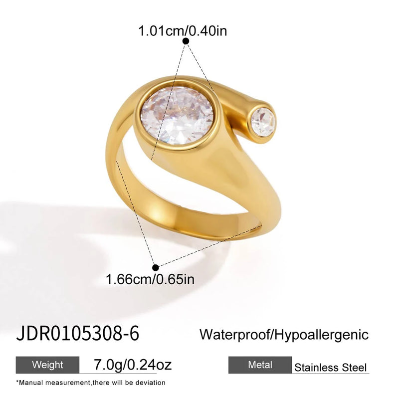KIKA Delicate Geometric Zircon Rings PVD Plated Stainless Steel Rings 31L