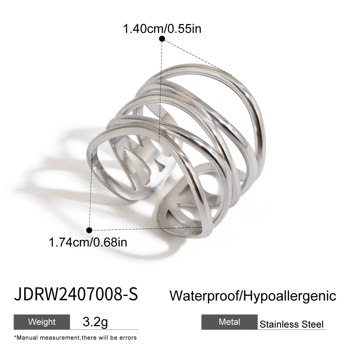 Smooth Line Irregular Ring Adjustable and Stackable