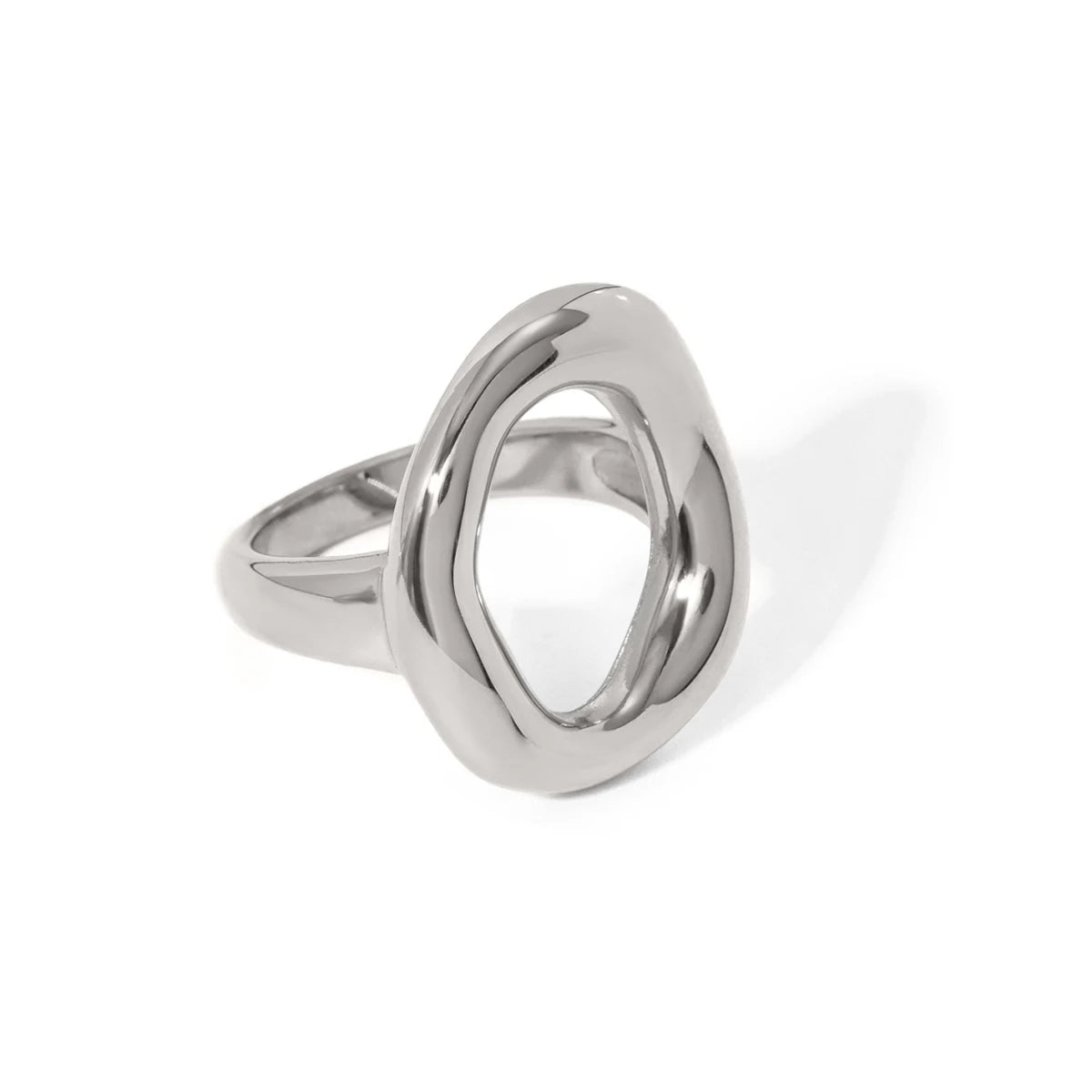 KIKA Rust Proof 316l Stainless Steel Geometric Open Ring Statement Gold Color Metal Texture High Quality Charm