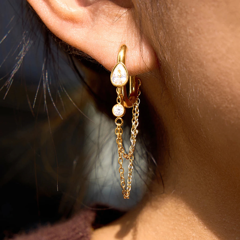 Zircon Earrings With Double Layer