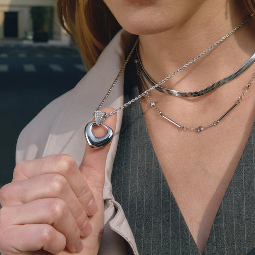 Hollowed Out Heart Shaped Pendant Necklace