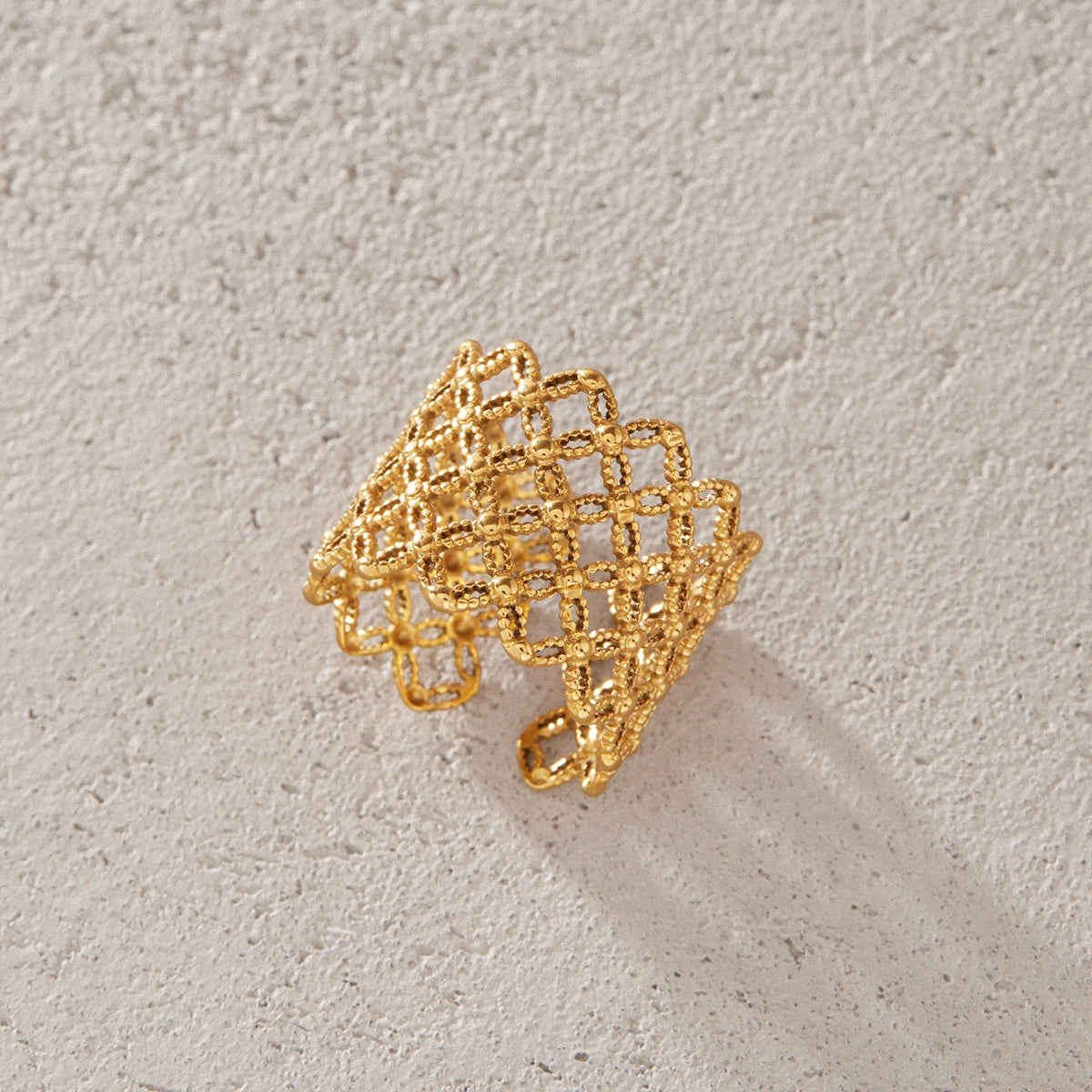 KIKA Classic Hollow Open Mesh Rings PVD Plated Stainless Steel 316L