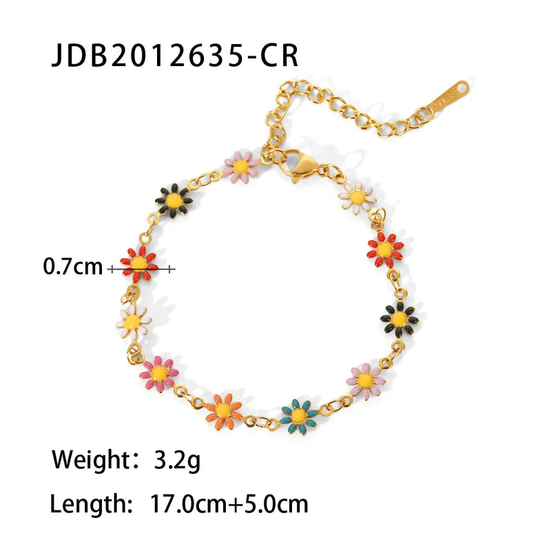 Kika Fashion Trend 18k Gold Color Plated Stainless Steel Heart-Shaped Pendant Necklace Natural Stone Colored Bracelet