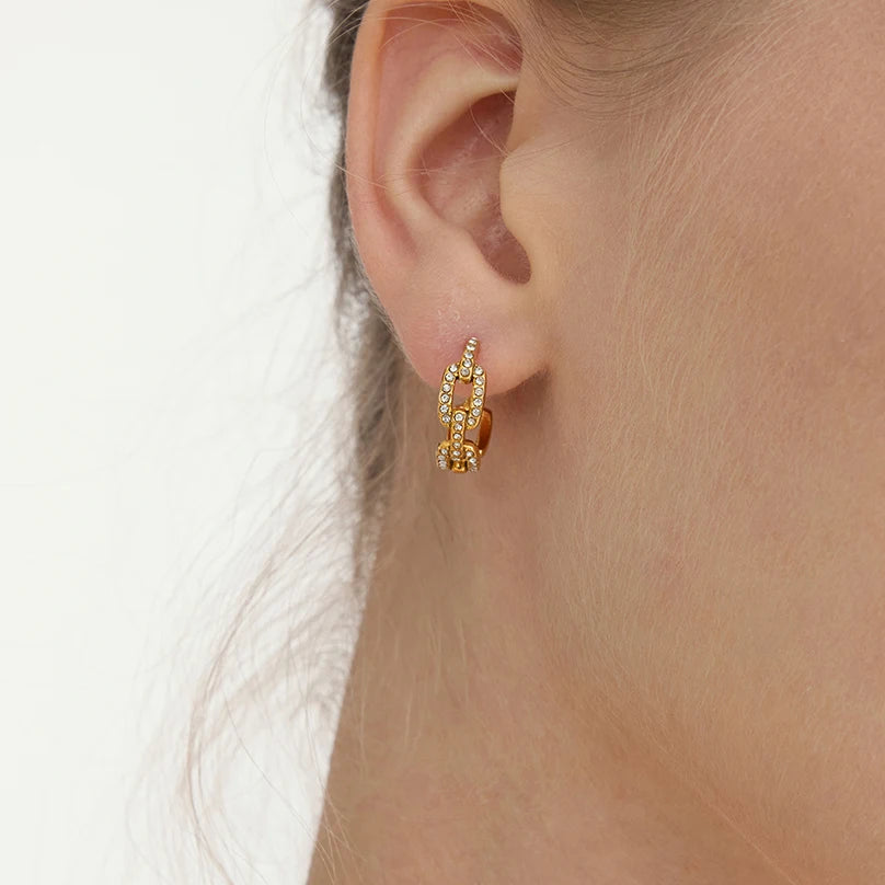 Classic Fashion White Zircon Chain Earring Hoop