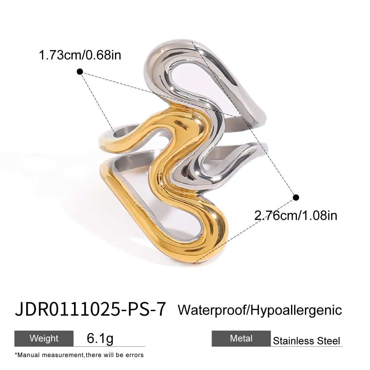 Kika Simple Classic Two tone Rib Fried Dough Twists Hollow out Ring