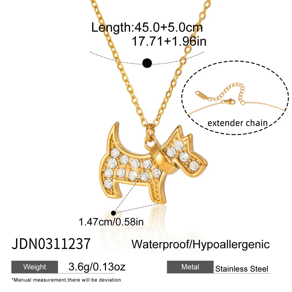 Cute Hug Dog Cat Pet Pendant Rhinestone Necklace