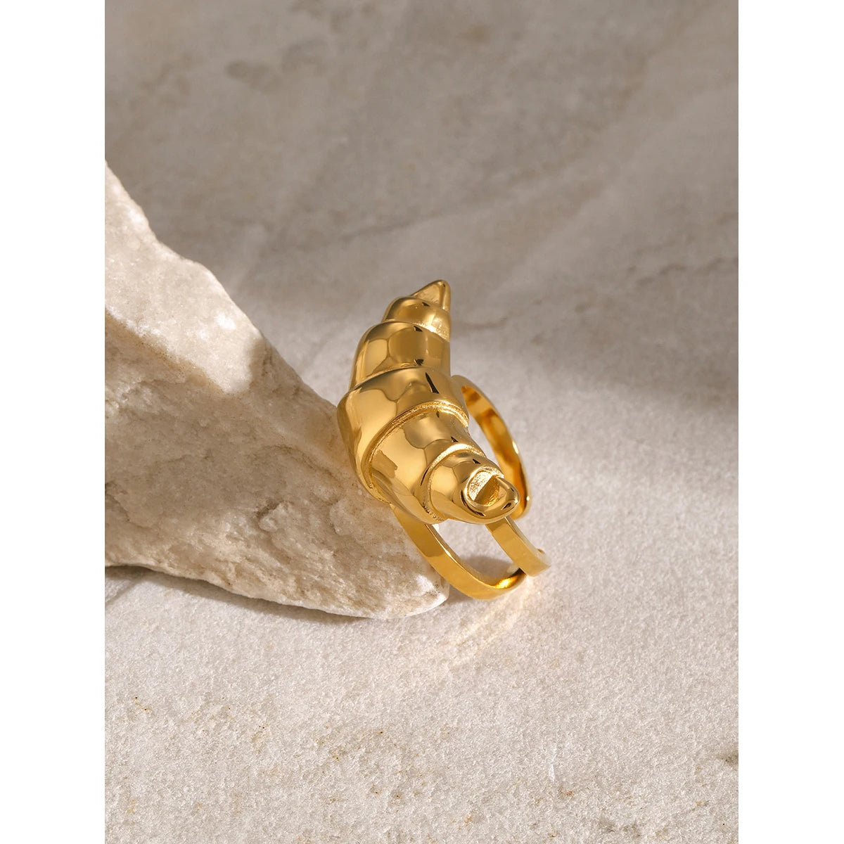Kika Fashion Stainless Steel Croissants Open Big Ring Charm Metal Gold Color Waterproof