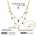 KIKA Multicolor Zircon Pendant Necklace Double Layer 18K Gold Plated Stainless Steel 316L