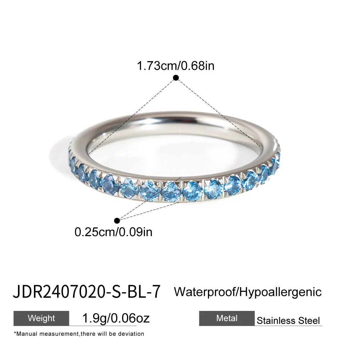 Kika Elegant Blue Zircon Statement Rings 18K Gold PVD Plated Stainless Steel 316L