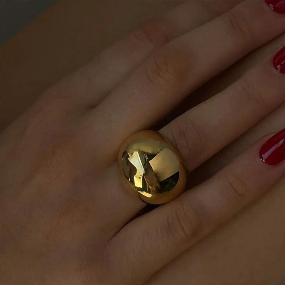 Kika Stylish Stainless Steel Layered Metal Texture Ring