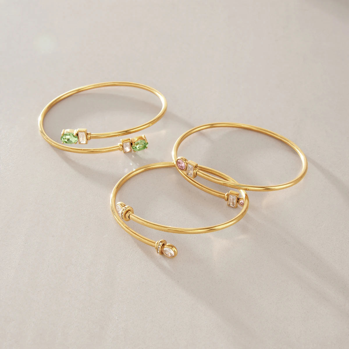 KIKA Delicate Zircon Cuff Bracelet PVD 18K Gold Plated Stainless Steel 316L