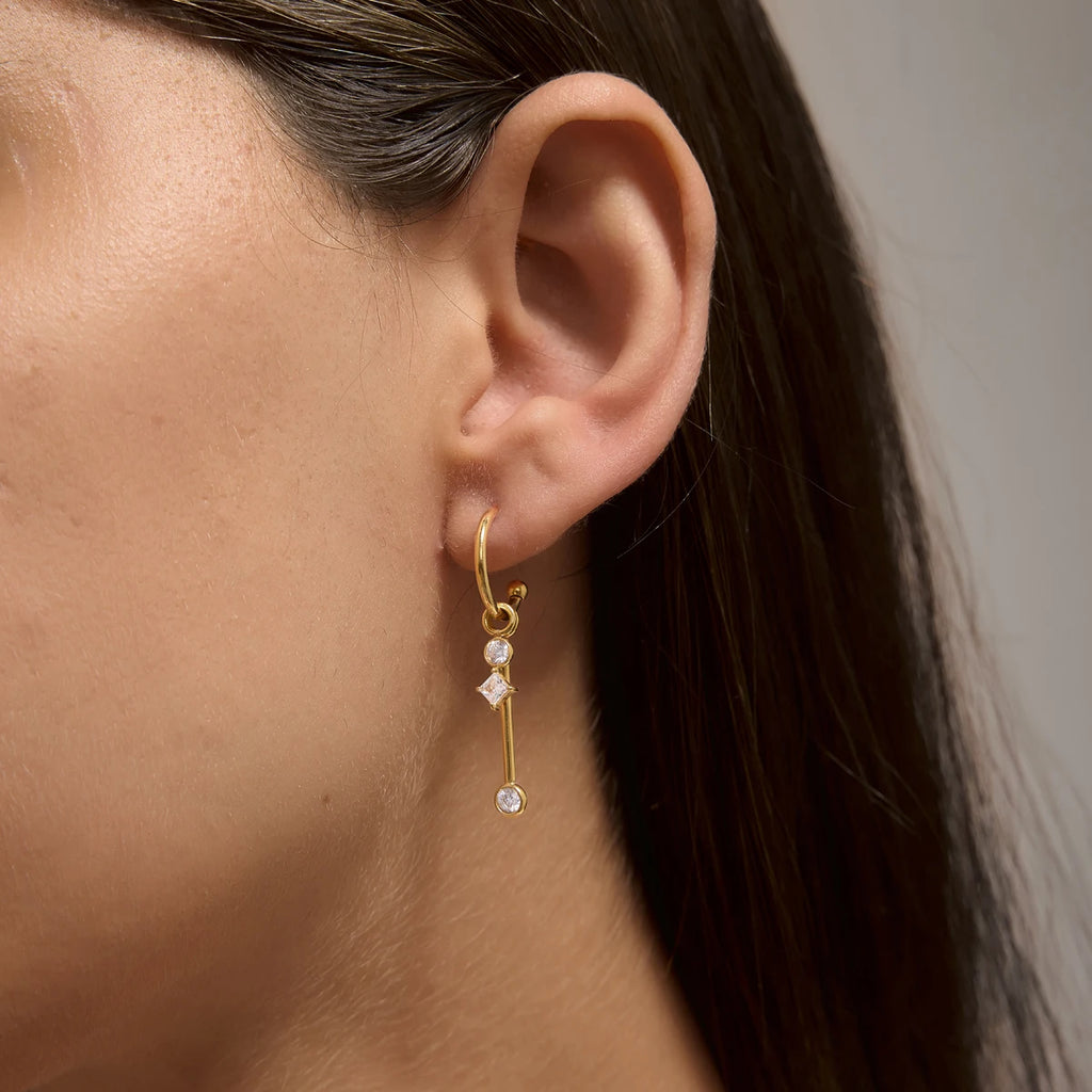 KIKA Detachable Zircon Imitation Pearl Drop Earrings PVD 18K Gold Plated Stainless Steel 316L
