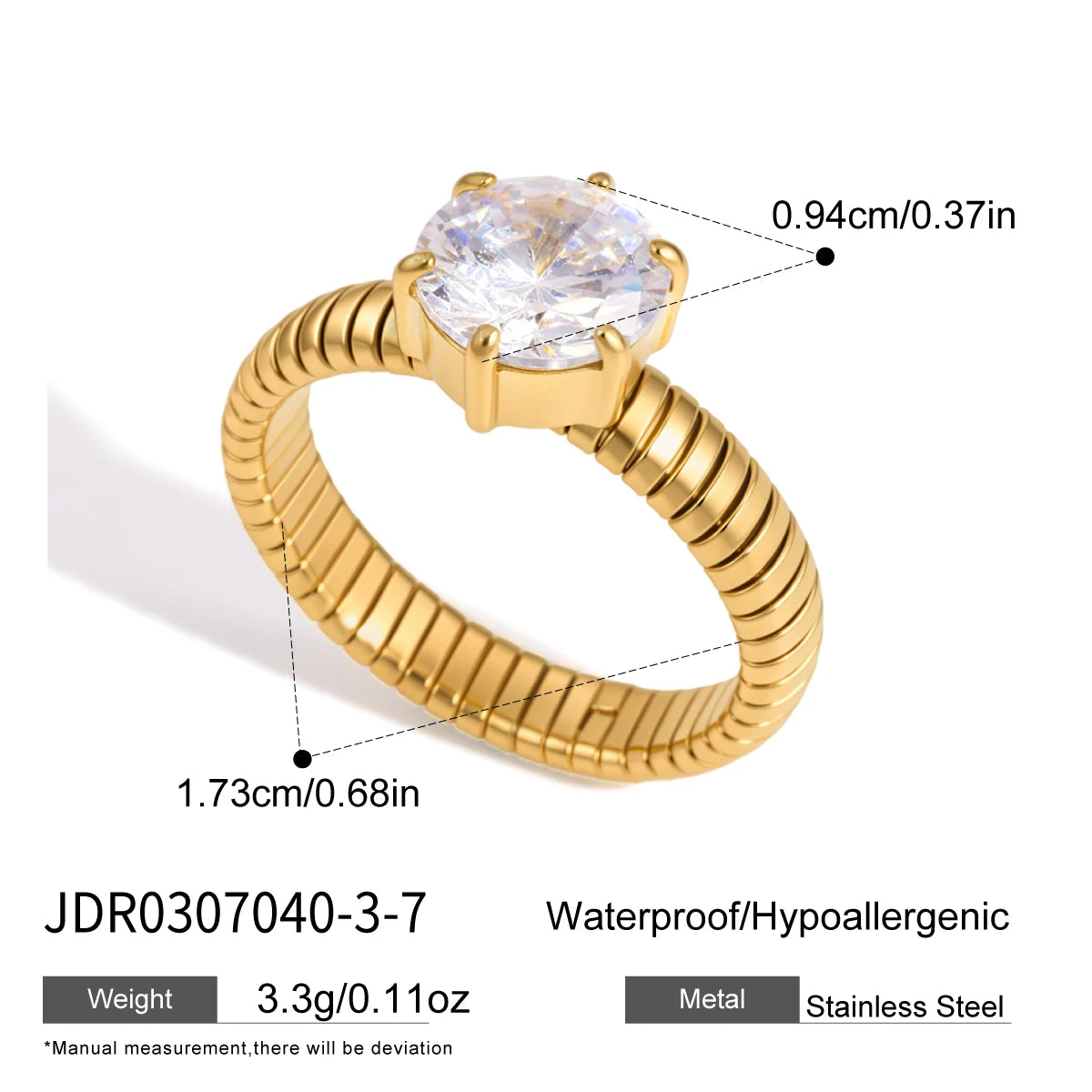 KIKA Classic Geometric Zircon Rings 18K Gold PVD Plated Stainless Steel 316L