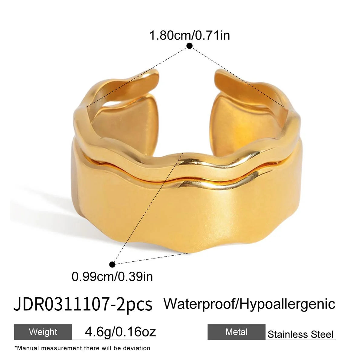 KIKA Delicate Geometric Zircon Rings Gold PVD Plated Stainless Steel 316L