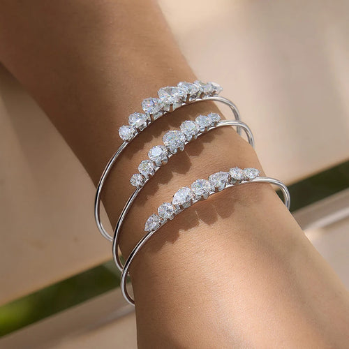 KIKA Delicate Geometric Zircon Cuff Bracelet  Stainless Steel 316L