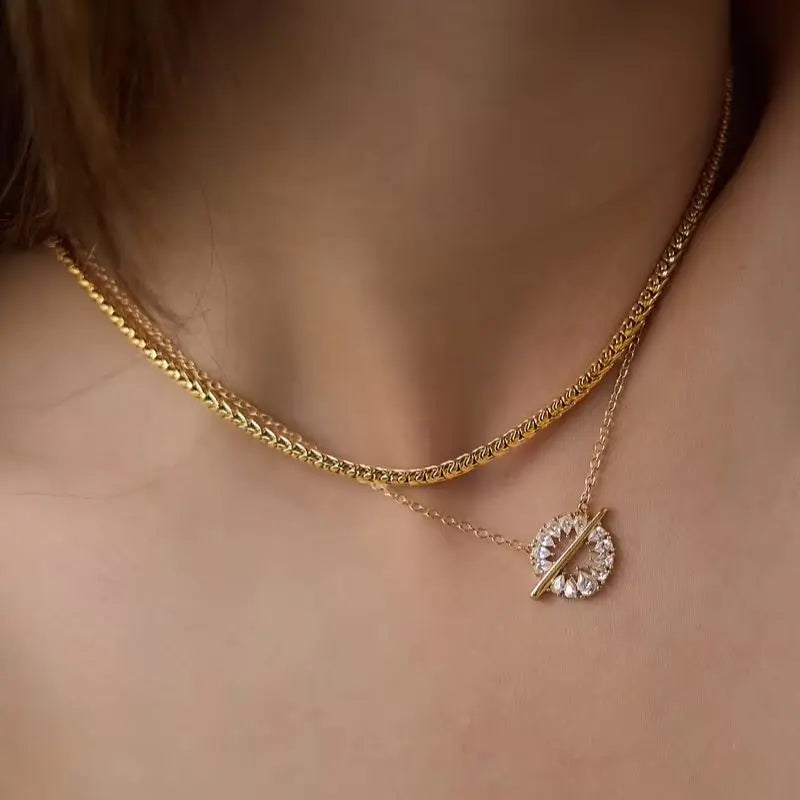 KIKA Water Drop Zircon Pendant Necklace 18K Gold PVD Plated Stainless Steel 316L