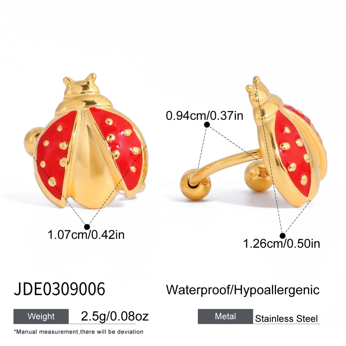 Dripping Oil Ladybug Ear Studs