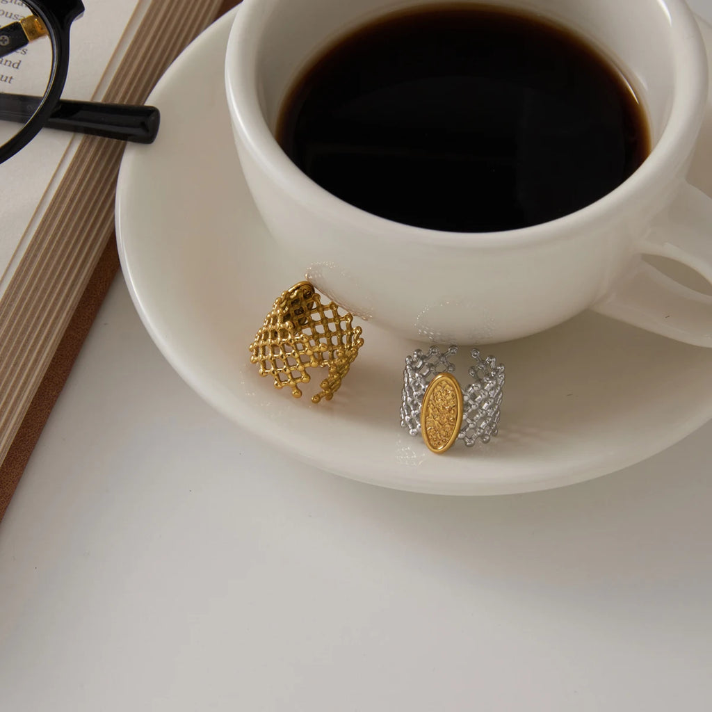 Kika Minimalist Hollow Open Mesh Rings