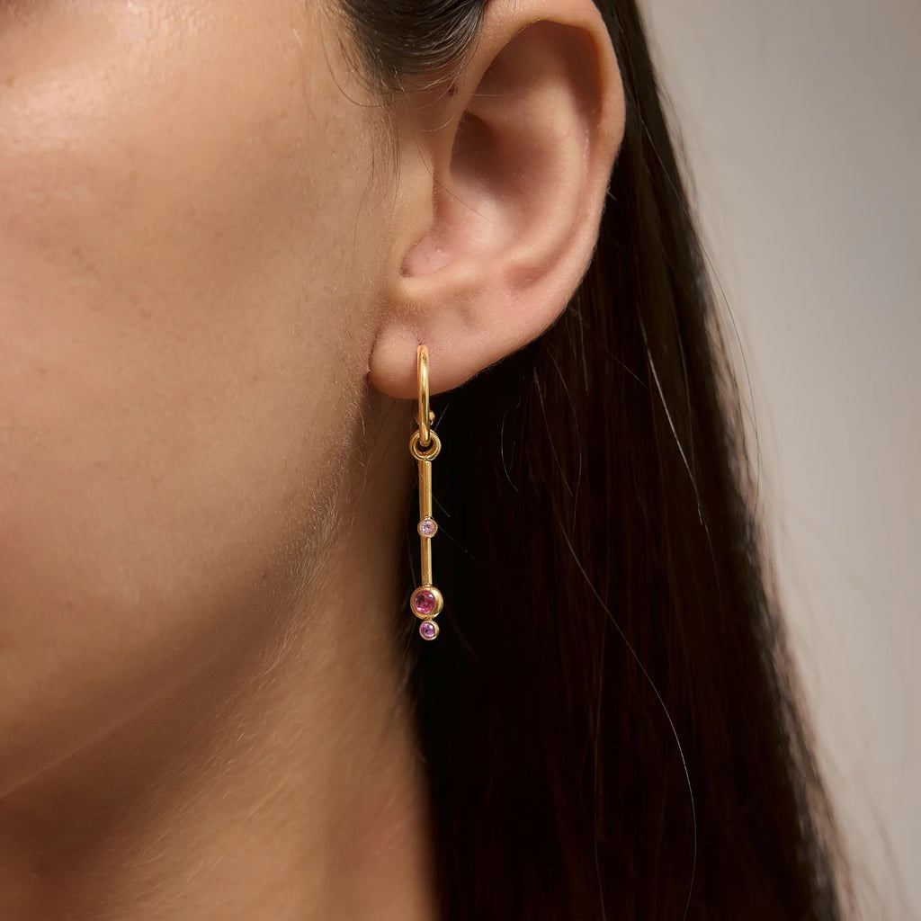 KIKA Geometric Zircon Long Drop Earrings PVD 18K Gold Plated Stainless Steel 316L