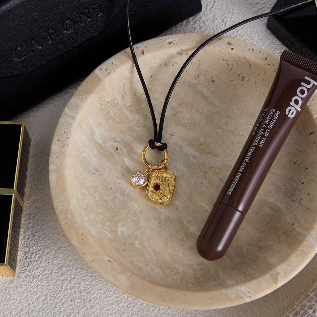 Kika Inlay Zircon Square Antique Coin Pendant Necklace