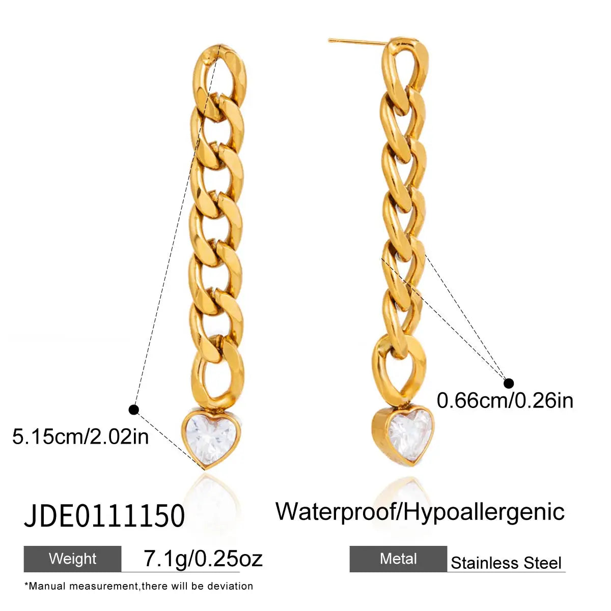 Kika Delicate Zircon Earrings Minimalist 18K Gold PVD Plated Stainless Steel Chains 316L