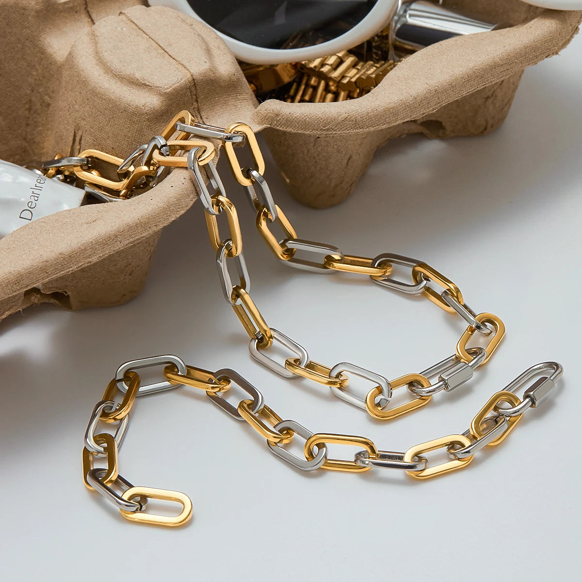 Kika Minimalist Two tone Chain Necklace