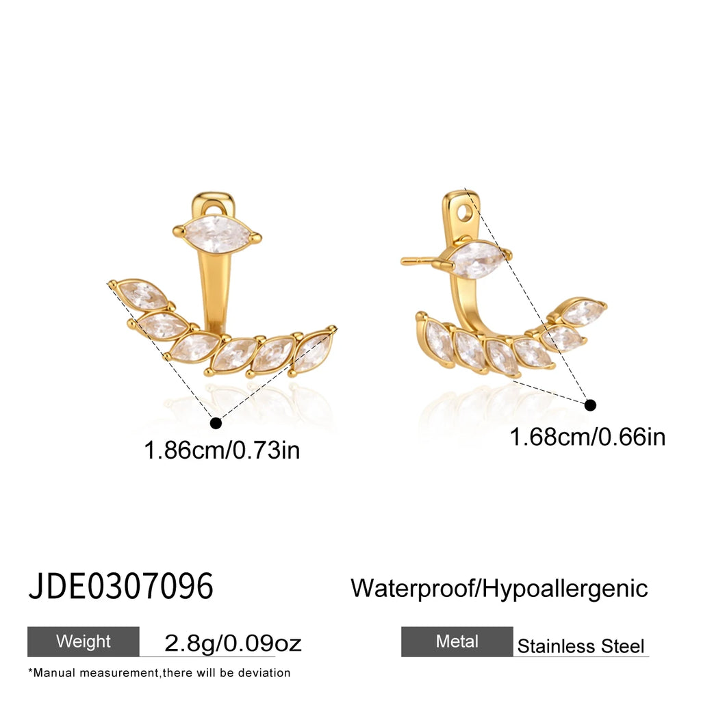 KIKA Delicate Zircon Earring Jackets For Women Front Back 18K Gold PVD Plated Stainless Steel Stud Earrings Fashion Jewelry