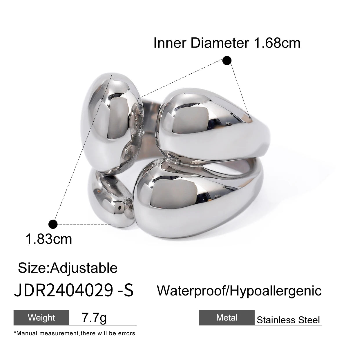 Kika Metallic Stainless Steel Minimalism Fashion Chic Ring