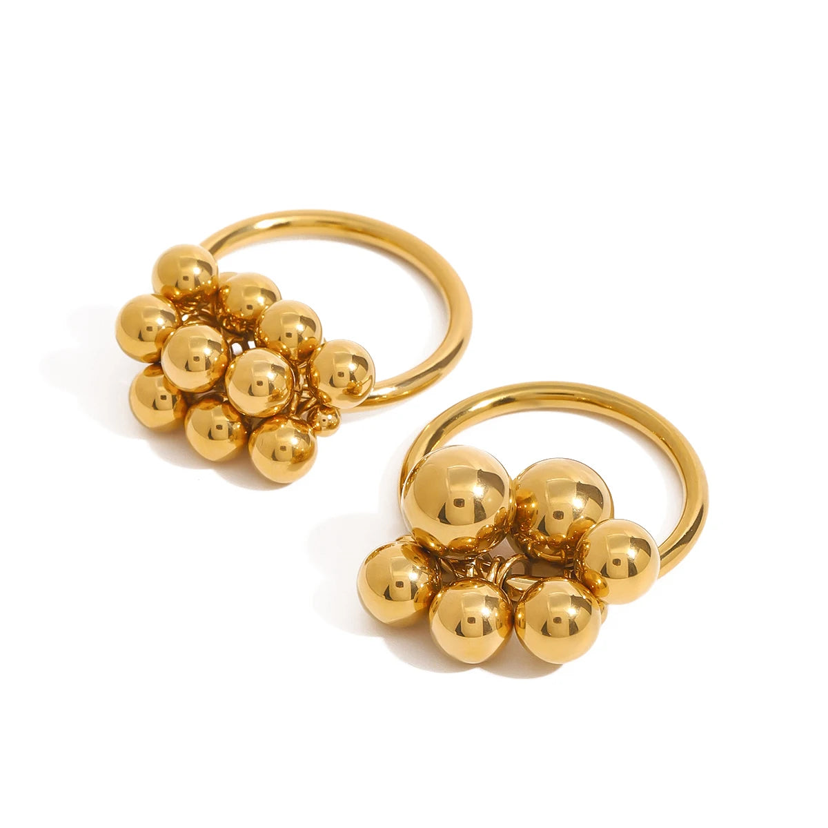 Kika Fashion Little Steel Ball Ring Stainless Steel 18K Gold Plated Stackable Women's Jewelry Gift for Her