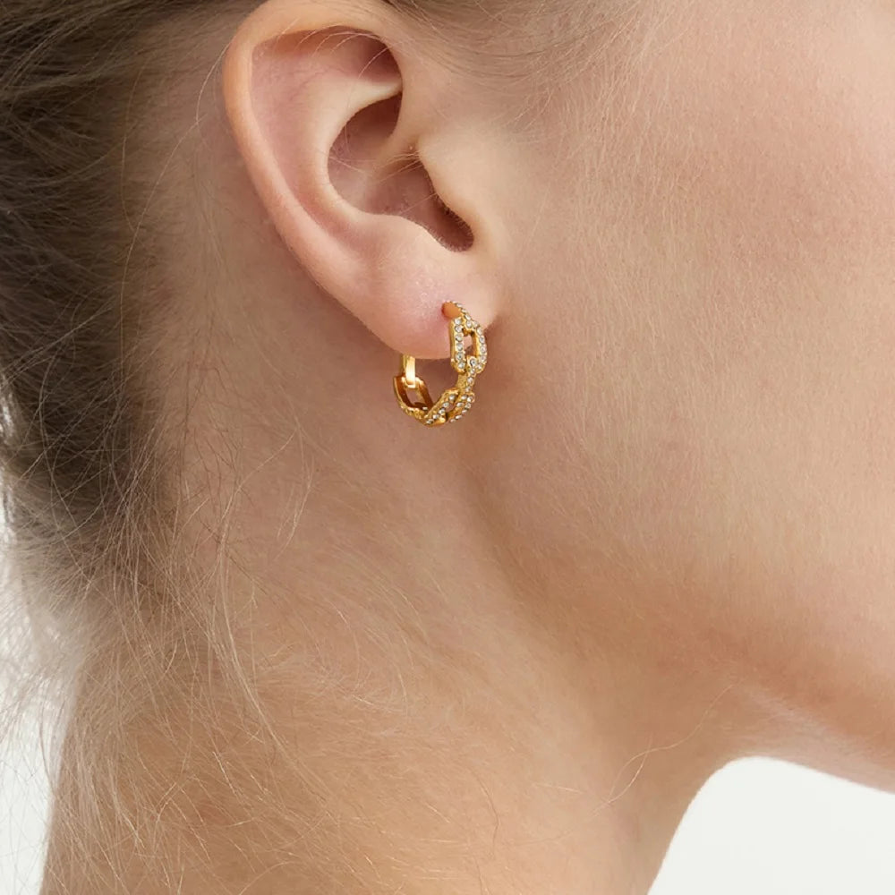 Classic Fashion White Zircon Chain Earring Hoop