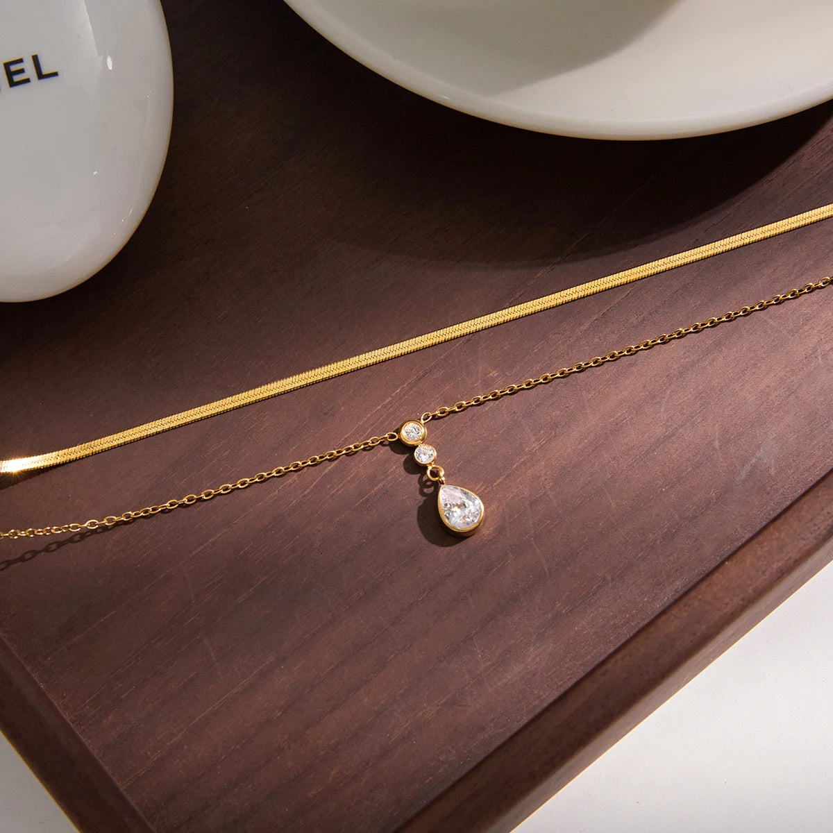 Classic White Water Droplet Zircon Pendant