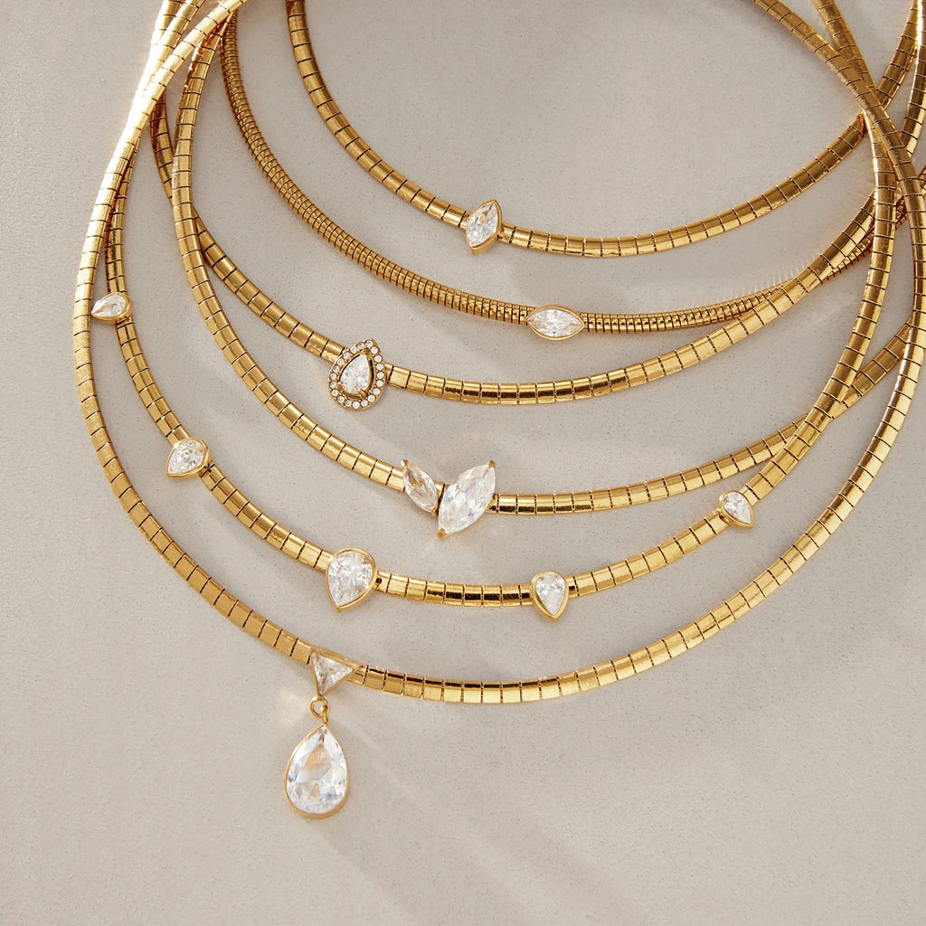 Kika Classic Geometric Zircon Pendant Necklace Minimalist 18K Gold Plated Stainless Steel 316L