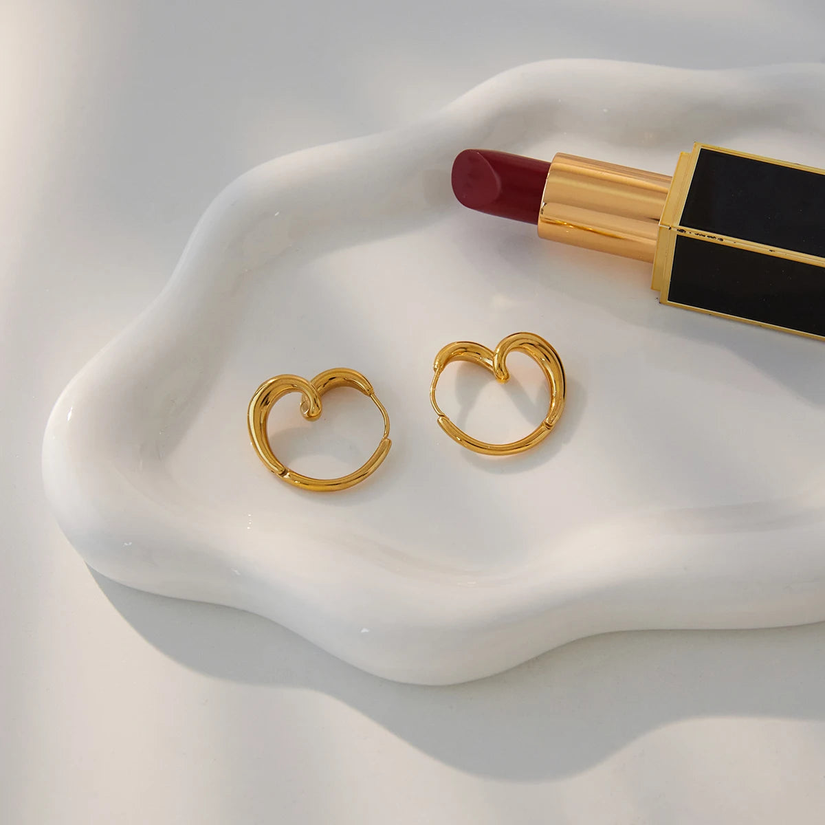 Heart Shape Earring Women PVD Gold Plated Stainless Steel