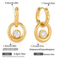 Kika Classic Round Zircon Drop Earrings Gold PVD Plated Stainless Steel 316L