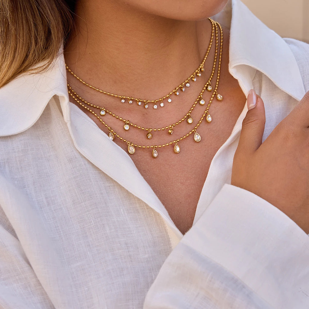 Kika Simple Classic Round White Zircon Pendant Necklace
