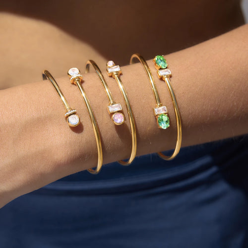 KIKA Delicate Zircon Cuff Bracelet PVD 18K Gold Plated Stainless Steel 316L
