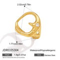 KIKA Classic Moon Shape Hollow Open Rings  PVD Plated Stainless Steel 316L