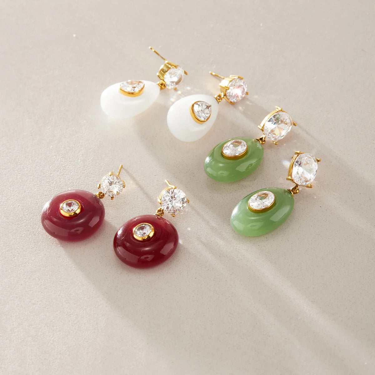 KIKA Multicolor Geometric Resin Drop Earrings PVD Gold Plated Stainless Steel 316L