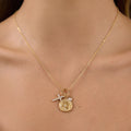 Kika Classic Zircon Cross Heart Coin Pendant Necklace