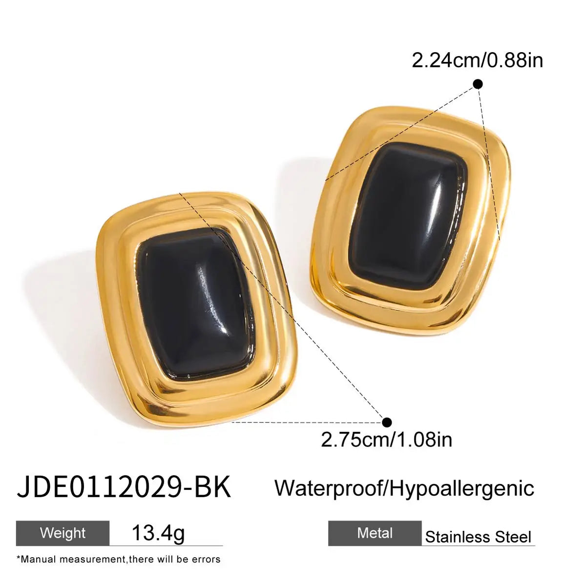 Retro Agate Geometric Ear studs Stainless Steel