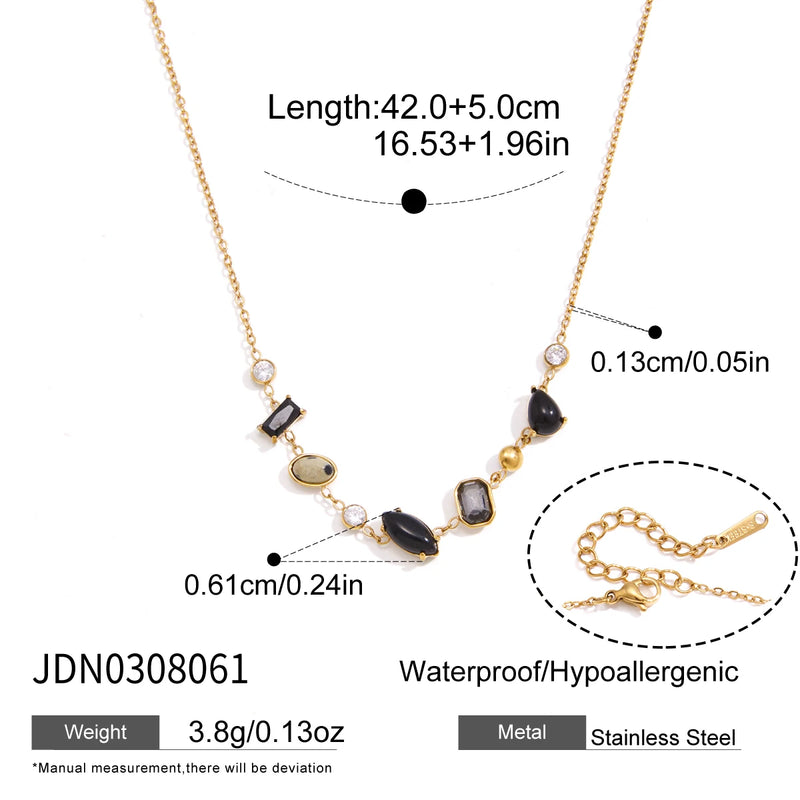 KIKA Vintage Natural Stone Necklace For Women Minimalist 18K Gold PVD Plated Stainless Steel Necklace Fashion Jewelry Gift