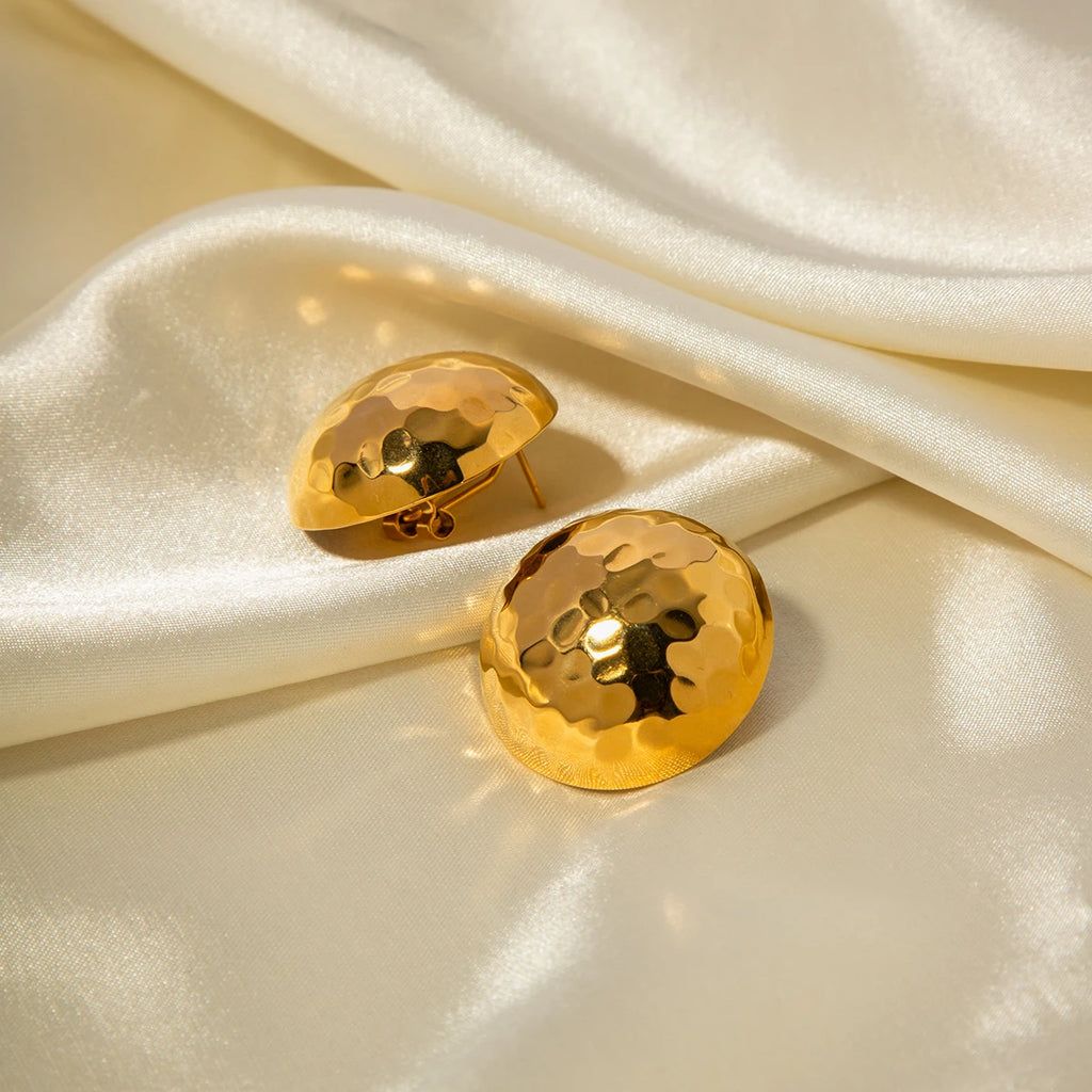 Hammered Hemispherical Earrings and Ear Clips
