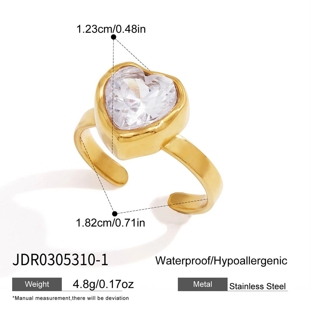 KIKA Delicate Geometric Cubic Zirconia Open Rings 18K Gold Plated Stainless Steel 316L