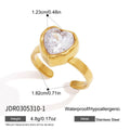 KIKA Delicate Geometric Cubic Zirconia Open Rings 18K Gold Plated Stainless Steel 316L